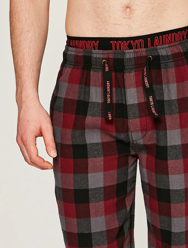 Kenning Brushed Flannel Checked Lounge Pants in Red - Tokyo Laundry - Image 3