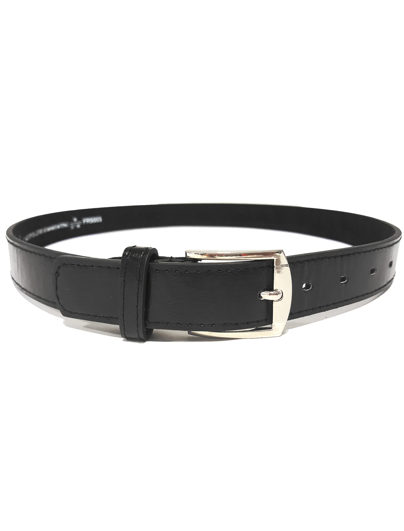 Mens Hugh Slim Shiny Leather Belt in Black - Image 3