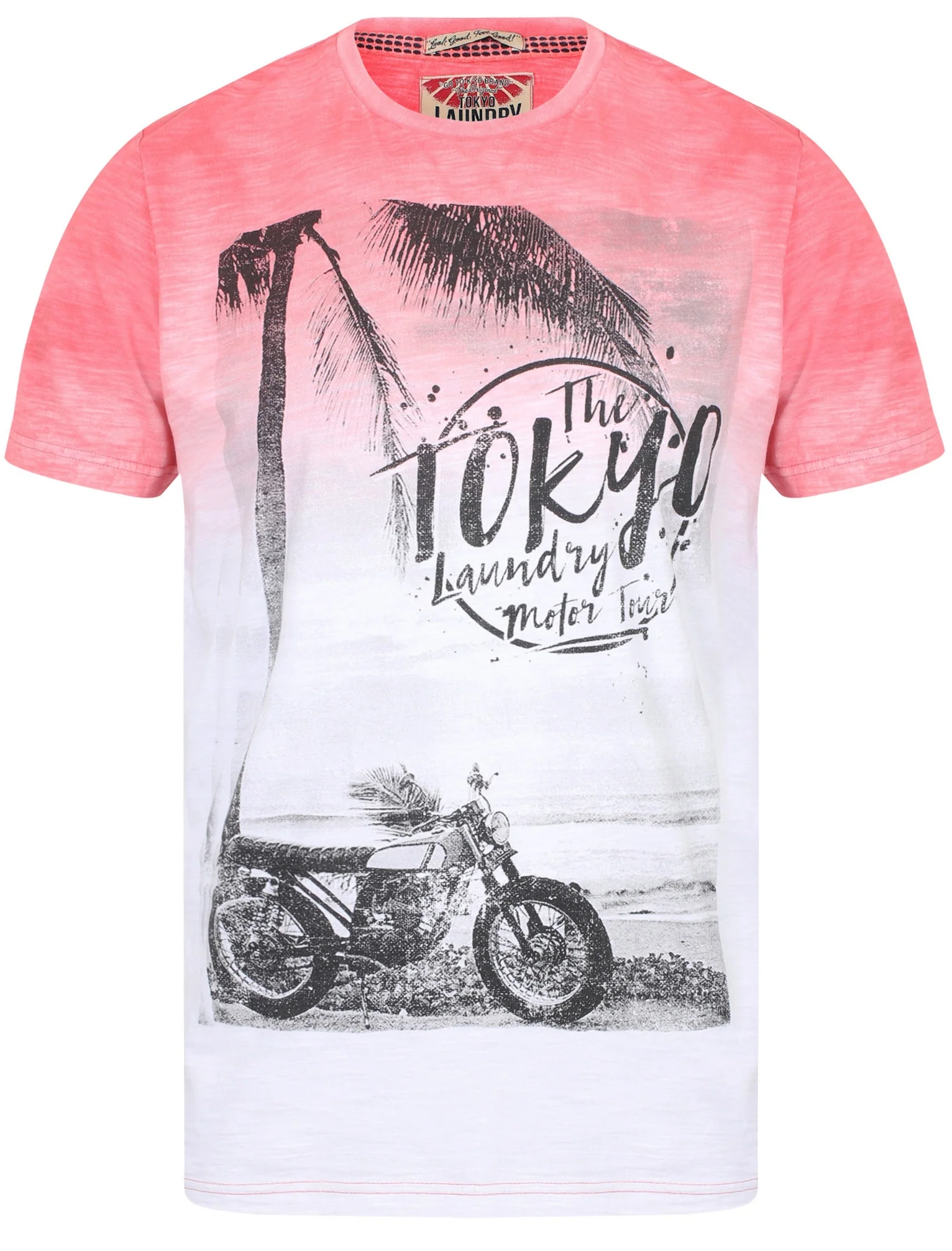 Motor Tour Motif Cotton Slub T-Shirt In Faded Rose - Tokyo Laundry - Image 5