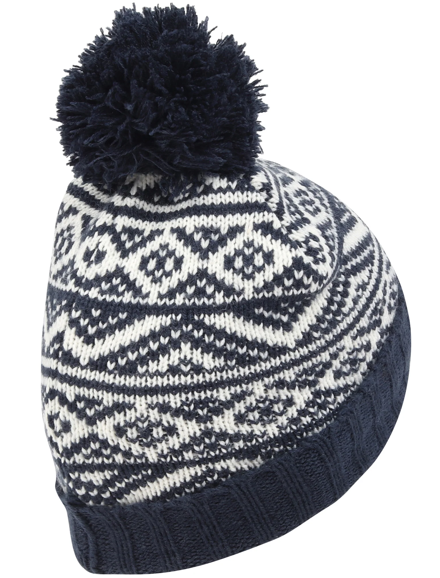 Men's Sandor Wool Blend Fairisle Print Bobble Hat in Navy - Tokyo Laundry - Image 3